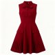 Burgundy Sleeveless Pleated Skirt Dress