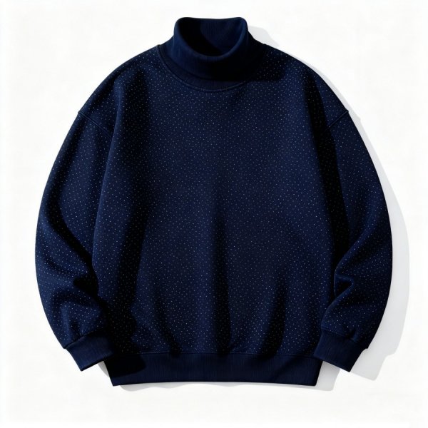 Navy Blue Polka Dot Turtleneck Sweatshirt