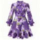 Purple Grape Print Ruffle Dress