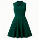 Green Sleeveless Contrast-Stitch Dress