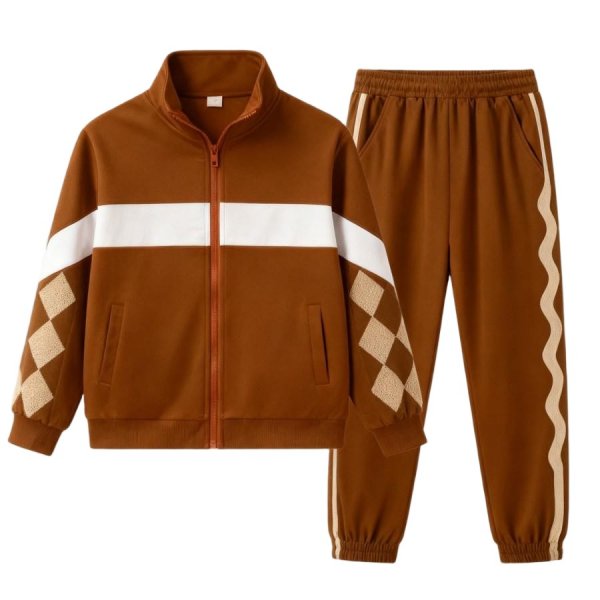 Brown & Cream Argyle Tracksuit