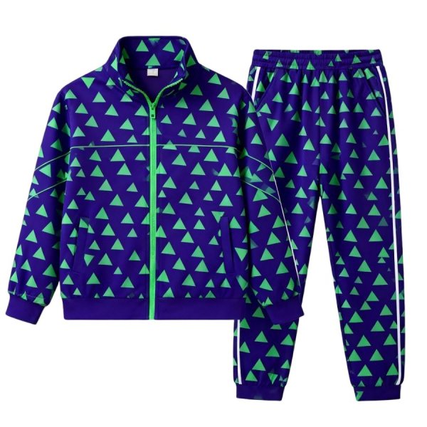 Purple & Green Triangle Print Tracksuit
