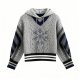 Glitter Gray Cable-Knit Hoodie with Snowflake Design