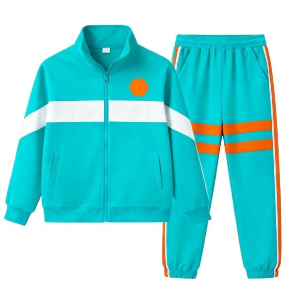 Turquoise & Orange Hexagon Tracksuit