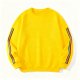Yellow Crew Neck Sweatshirt with Rainbow Sleeve Stripes