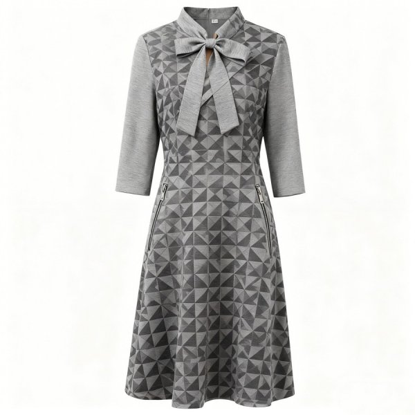 Gray Geometric Panel Dress