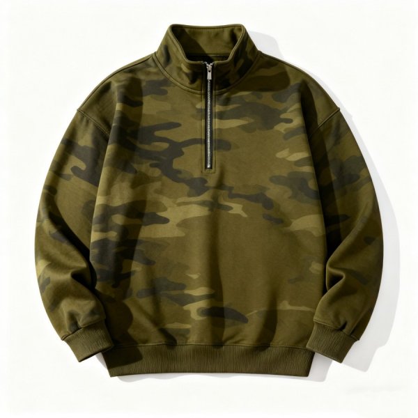 Camouflage Oversized Half-Zip Sweatshirt