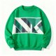 Green Geometric Panel Crew Neck Sweatshirt
